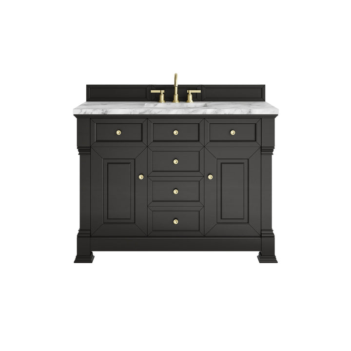 Brookfield 48" Single Vanity, Black Onyx w/3 CM Carrara White Marble Top