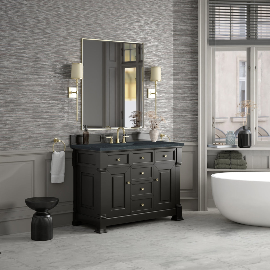 Brookfield 48" Single Vanity, Black Onyx w/3 CM Charcoal Soapstone Silestone® Top