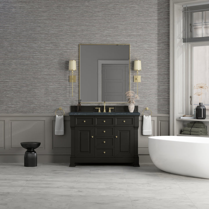 Brookfield 48" Single Vanity, Black Onyx w/3 CM Charcoal Soapstone Silestone® Top