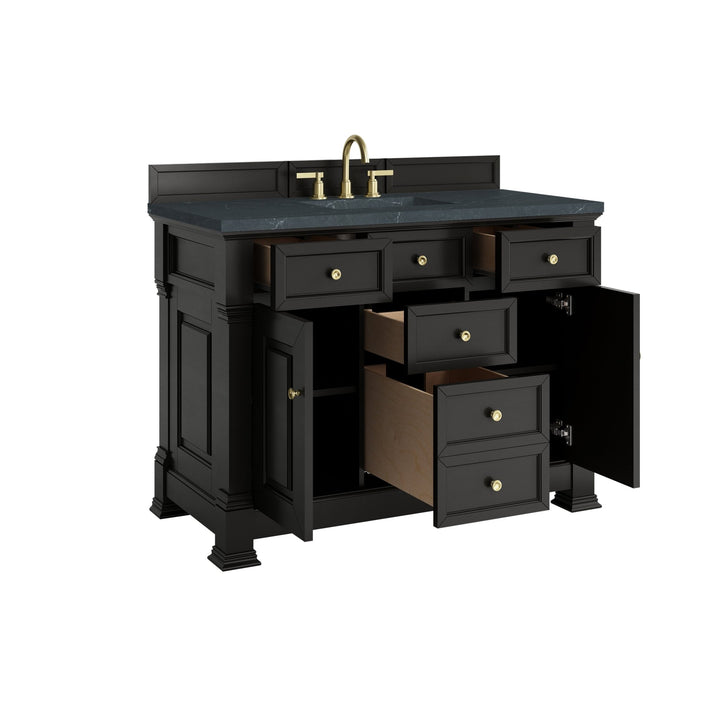 Brookfield 48" Single Vanity, Black Onyx w/3 CM Charcoal Soapstone Silestone® Top