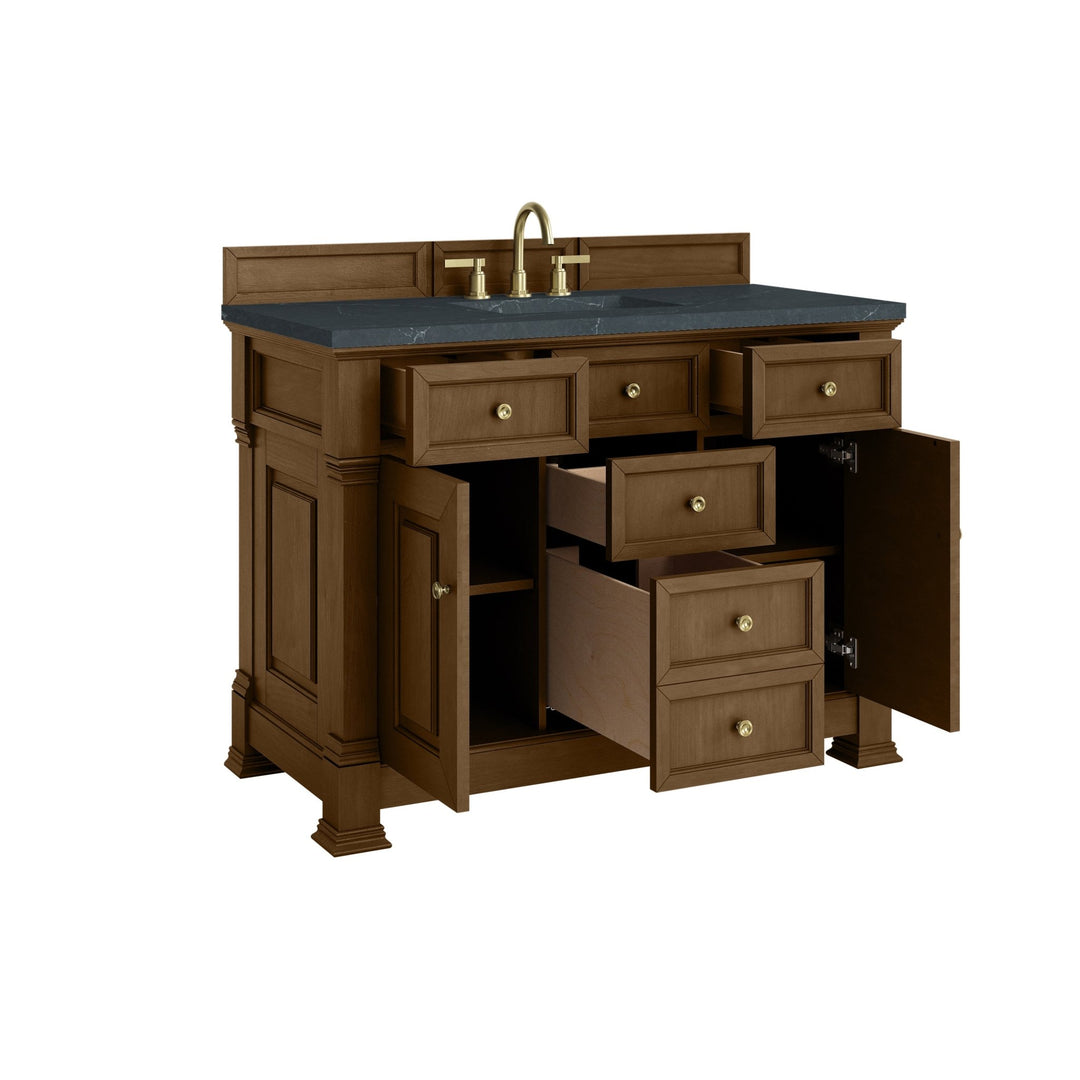 Brookfield 48" Single Vanity, Honey Oak w/ 3 CM Charcoal Soapstone Silestone® Top
