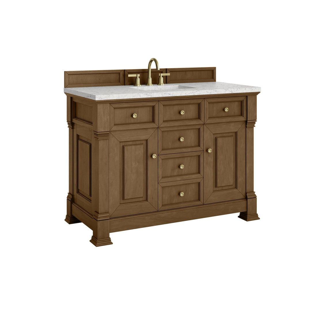 Brookfield 48" Single Vanity, Honey Oak w/ 3 CM Eternal Jasmine Pearl Silestone® Top