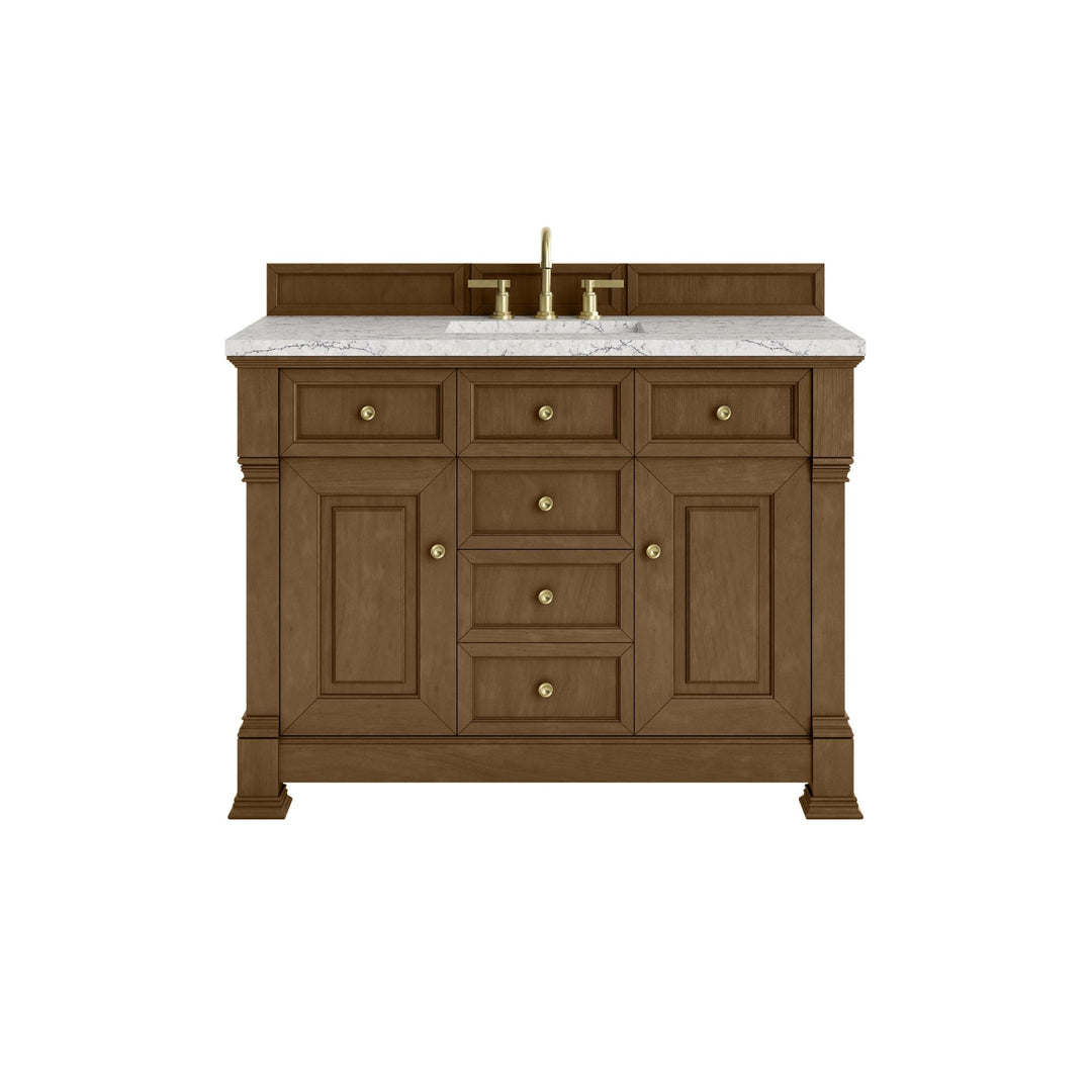 Brookfield 48" Single Vanity, Honey Oak w/ 3 CM Eternal Jasmine Pearl Silestone Top w/ FreePower Wireless Charger
