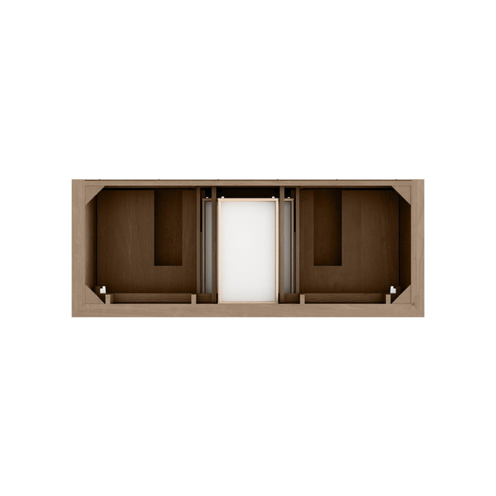 Brookfield 60" Double Vanity, Pecan w/ Single Hole 3CM White Zeus Silestone® Top & Backsplash