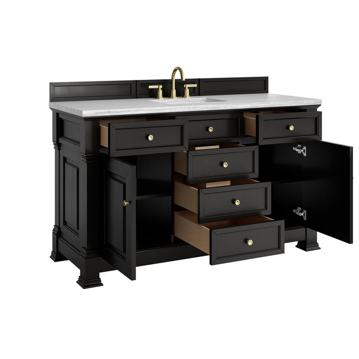 Brookfield 60" Single Vanity, Black Onyx w/ 3 CM Arctic Fall Solid Surface Top