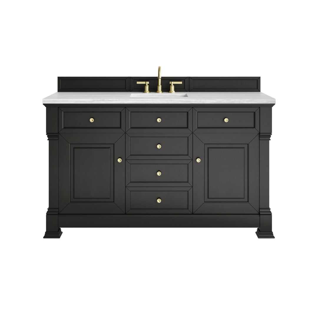 Brookfield 60" Single Vanity, Black Onyx w/ 3 CM Arctic Fall Solid Surface Top