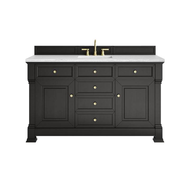 Brookfield 60" Single Vanity, Black Onyx w/ 3 CM Arctic Fall Solid Surface Top