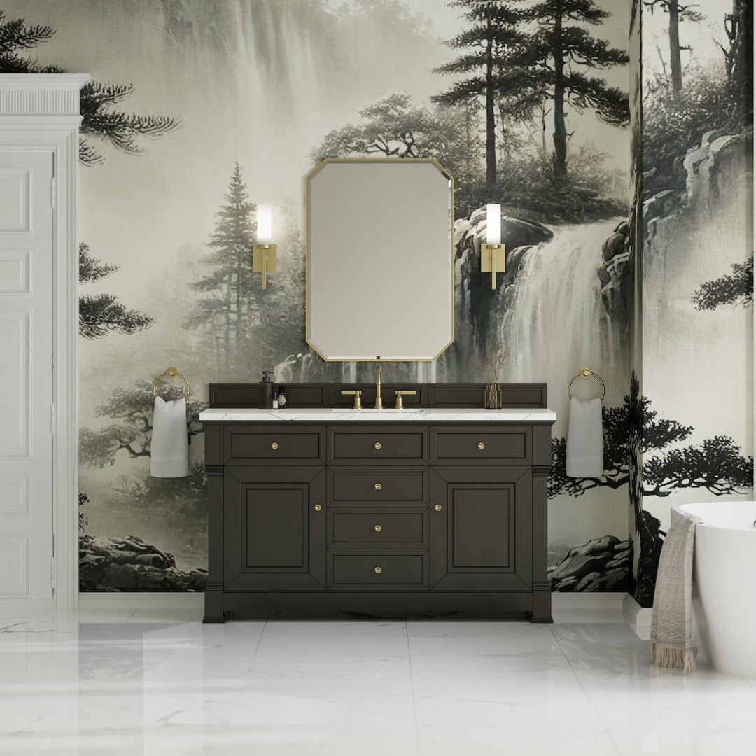 Brookfield 60" Single Vanity, Black Onyx w/ 3 CM Ethereal Noctis Silestone® Top