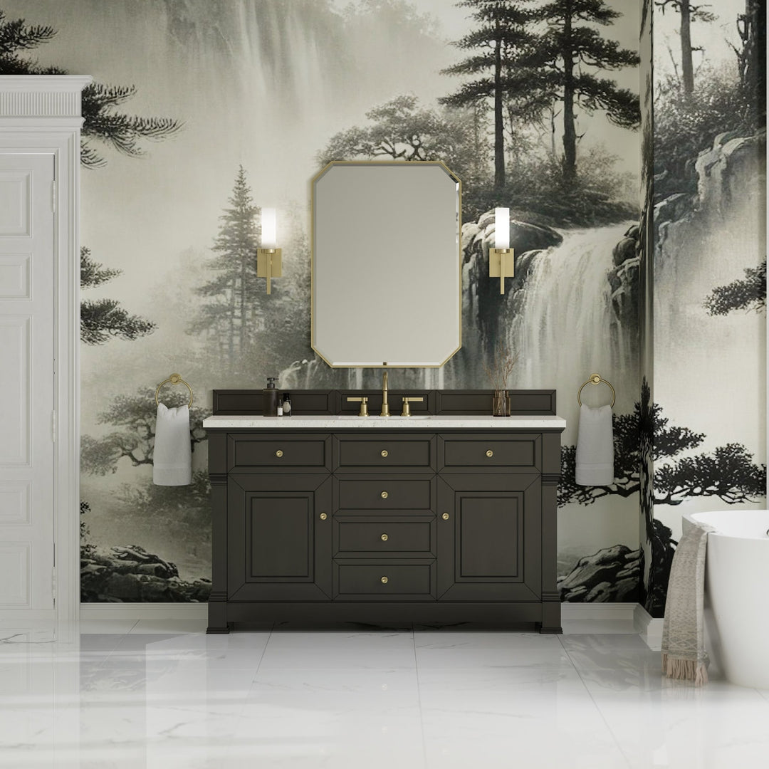 Brookfield 60" Single Vanity, Black Onyx w/ 3 CM Lime Delight Silestone® Top