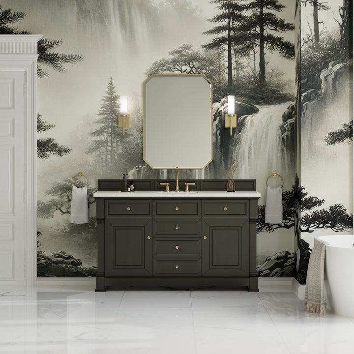 Brookfield 60" Single Vanity, Black Onyx w/ 3 CM Lime Delight Silestone® Top