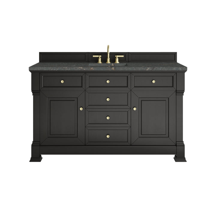 Brookfield 60" Single Vanity, Black Onyx w/ 3 CM Parisien Bleu Silestone Top w/ FreePower Wireless Charger
