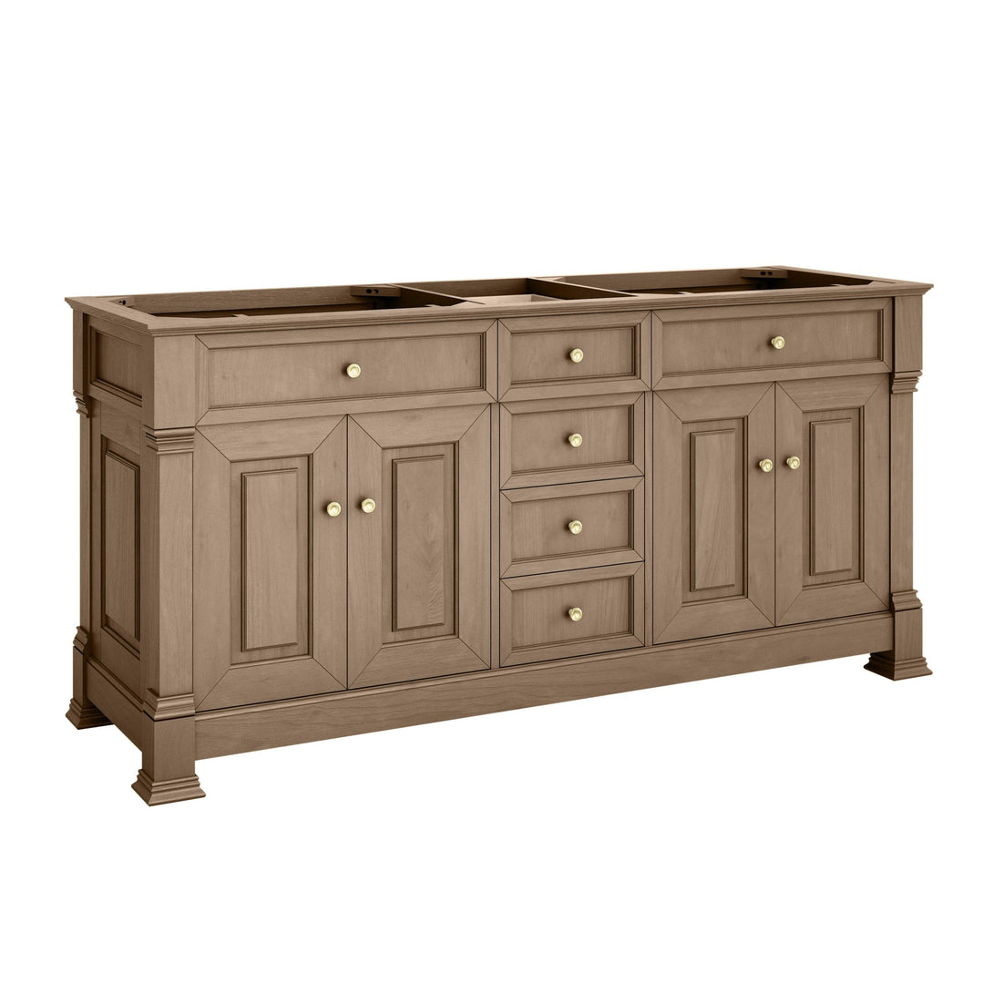 Brookfield 72" Double Vanity, Pecan w/ 3 CM Victorian Silver  Silestone® Top