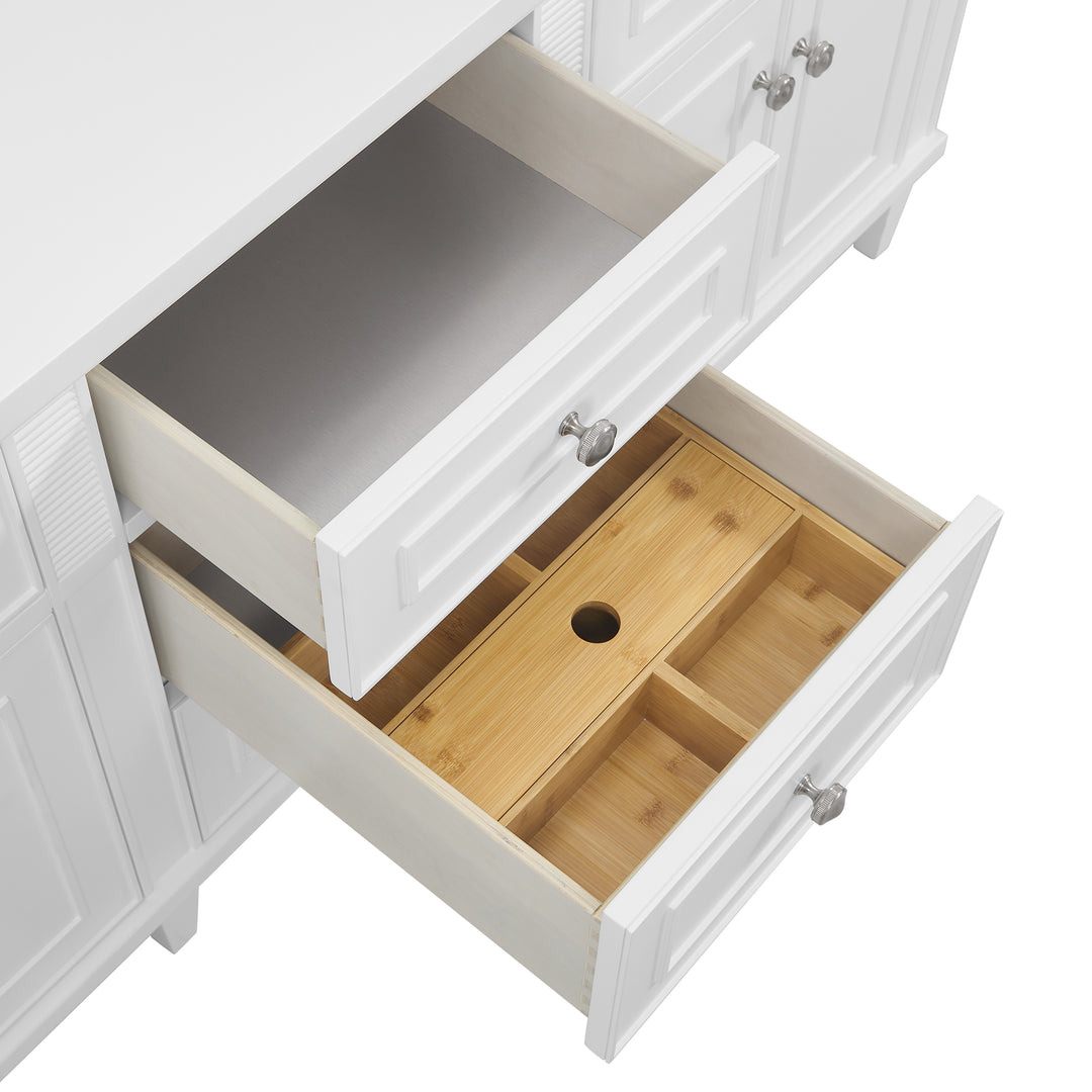 Lorelai 72" Double Vanity, Bright White w/ 3 CM Arctic Fall Solid Surface Top