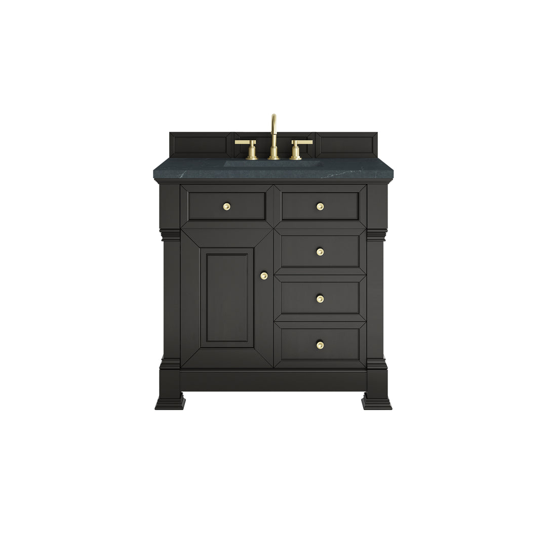 Brookfield 36" Single Vanity, Black Onyx w/3 CM Charcoal Soapstone Silestone® Top