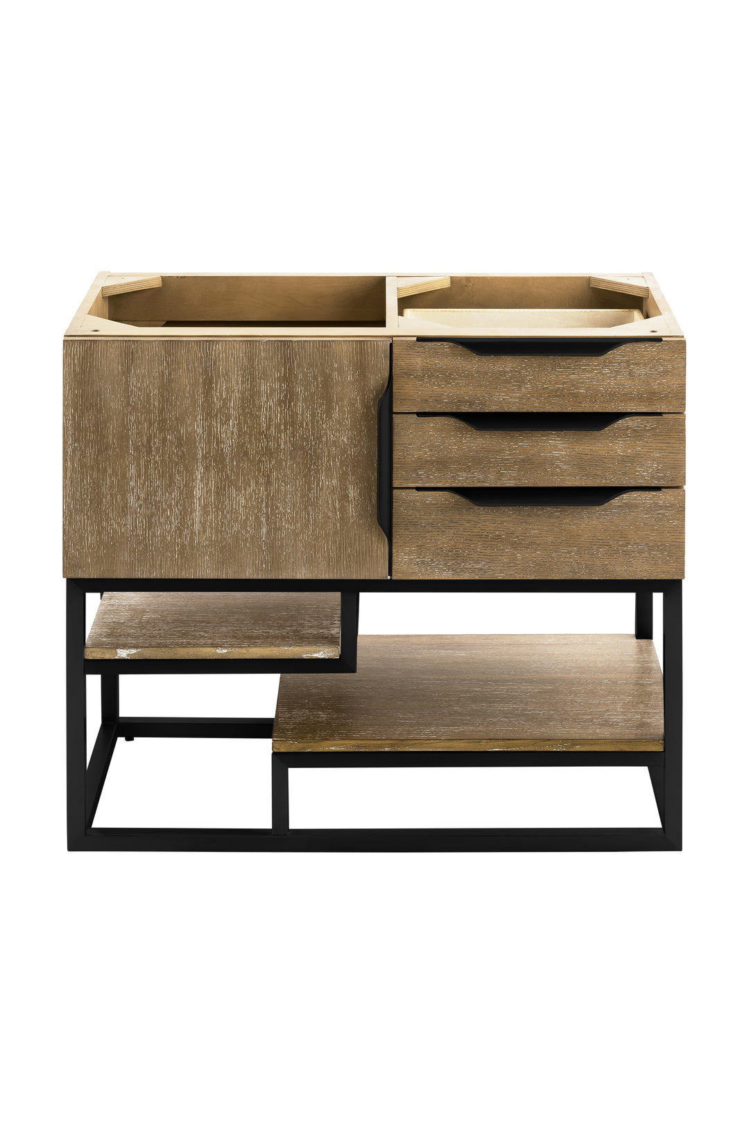 Columbia 36" Single Vanity Cabinet, Latte Oak, Matte Black