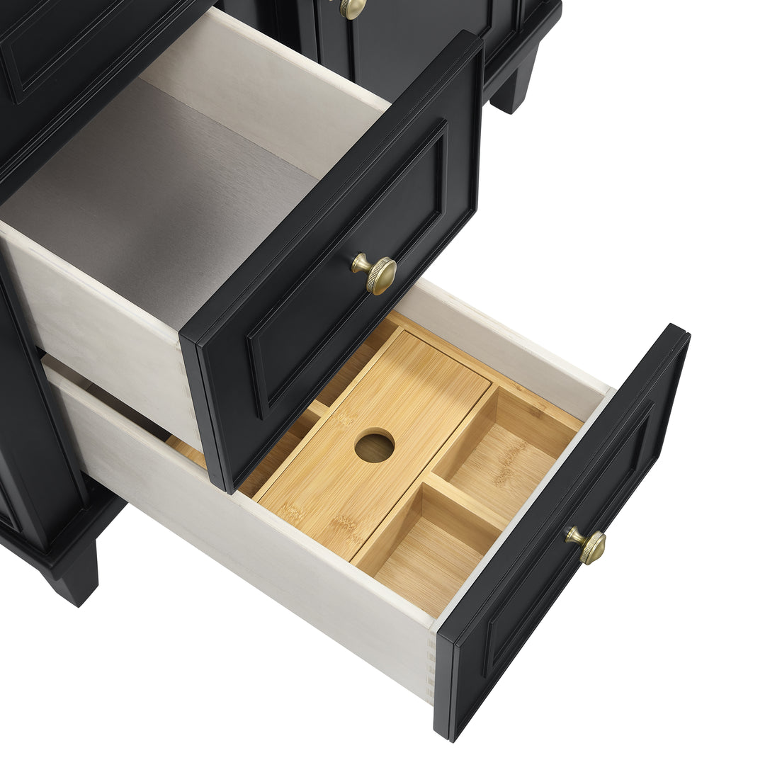 Lorelai 36" Single Vanity, Black Onyx w/ Single Hole 3 CM White Zeus Silestone Top & Backsplash