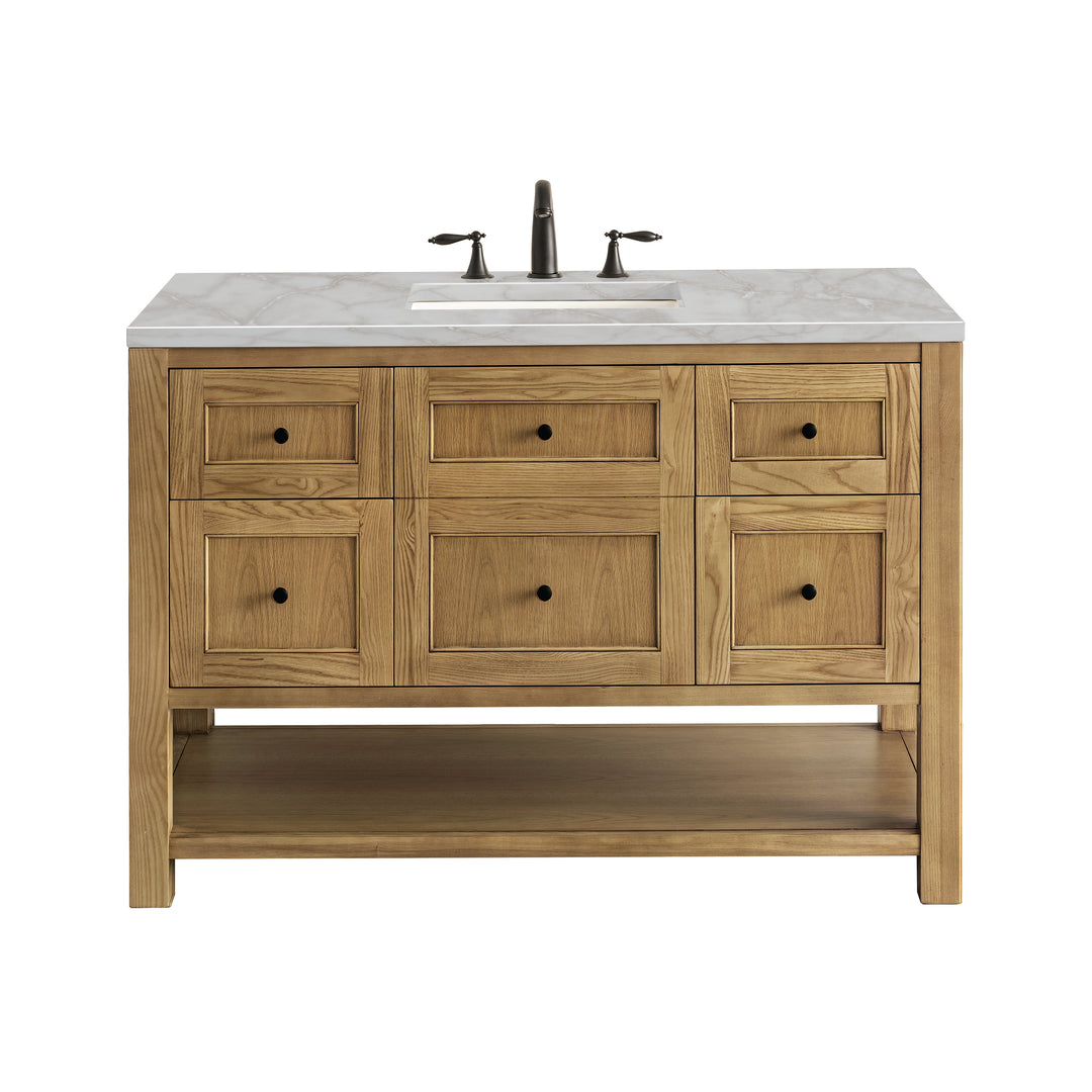 Breckenridge 48" Single Vanity, Light Natural Oak w/ 3 CM Victorian Silver Top