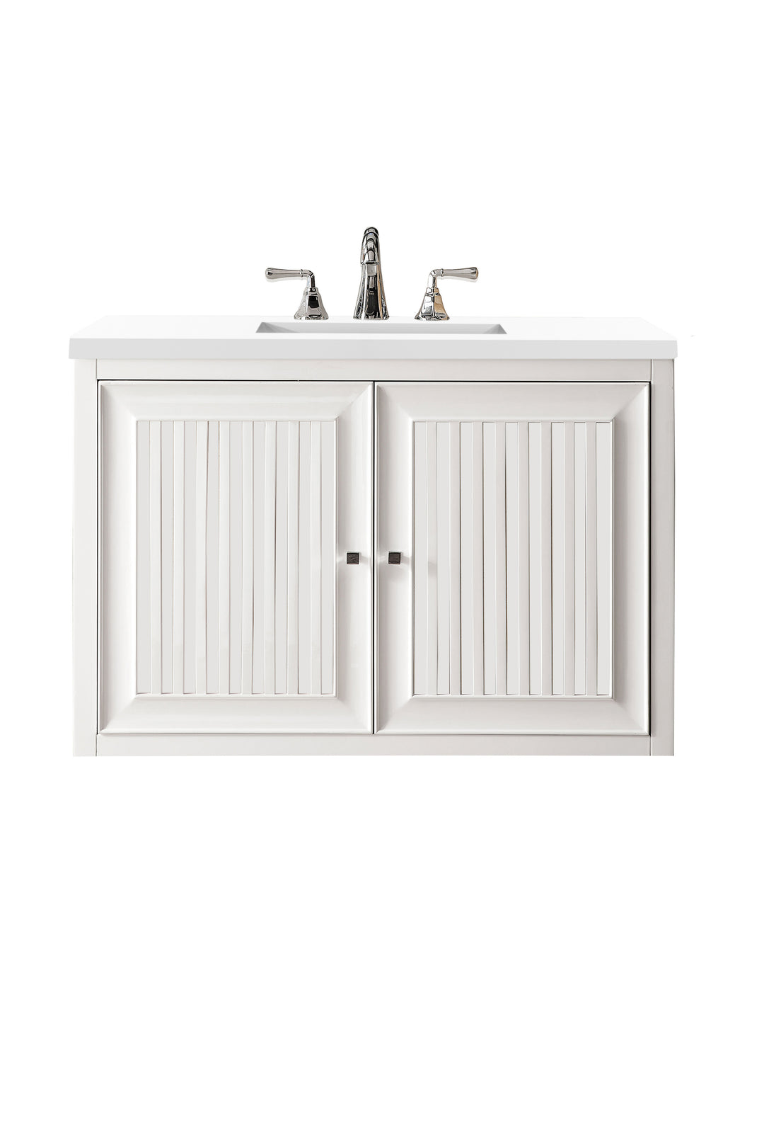 Athens 36" Single Vanity, Glossy White w/ 3 CM White Zeus Silestone Top