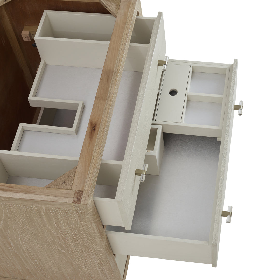 Celeste 36" Single Vanity, Sunwashed Oak with Embossed Shagreen w/ Single Hole 3 CM White Zeus Silestone Top & Backsplash