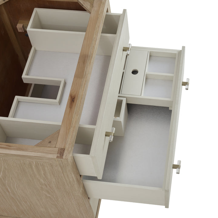 Celeste 36" Single Vanity, Sunwashed Oak with Embossed Shagreen w/ Single Hole 3 CM White Zeus Silestone Top & Backsplash