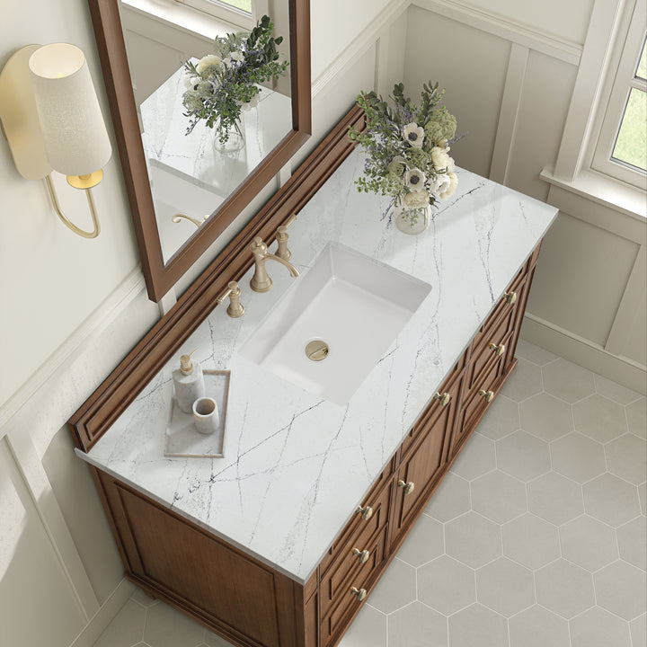 Lorelai 48" Single Vanity, Mid-Century Walnut w/ 3 CM Ethereal Noctis Silestone Top