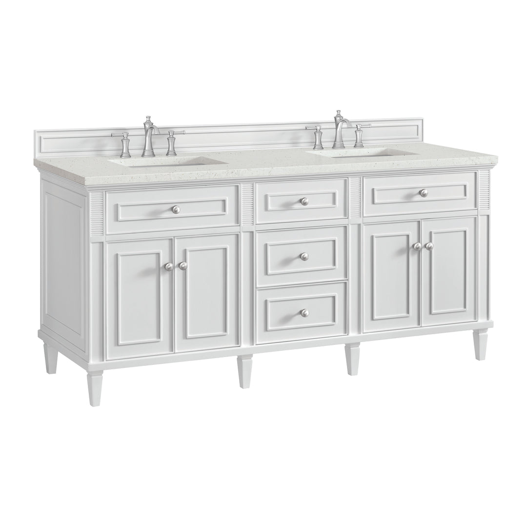 Lorelai 72" Double Vanity, Bright White w/ 3 CM Lime Delight Silestone Top