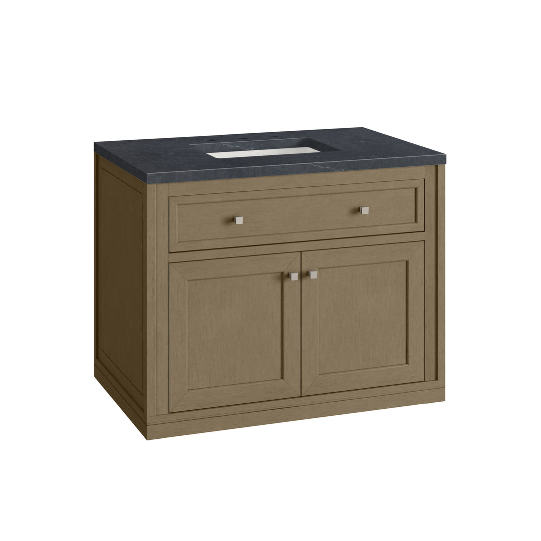 Chicago 36" Single Vanity, Walnut Whisper, w/ 3 CM Charcoal Soapstone Silestone® Top