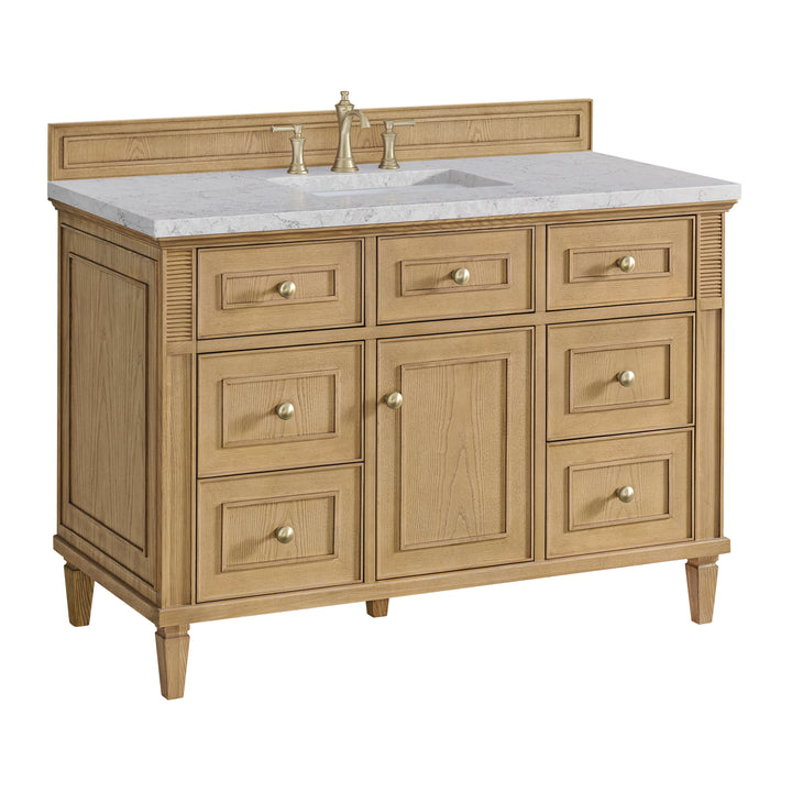 Lorelai 48" Single Vanity, Light Natural Oak w/ 3 CM Eternal Jasmine Pearl Silestone Top w/FreePower Wireless Charger