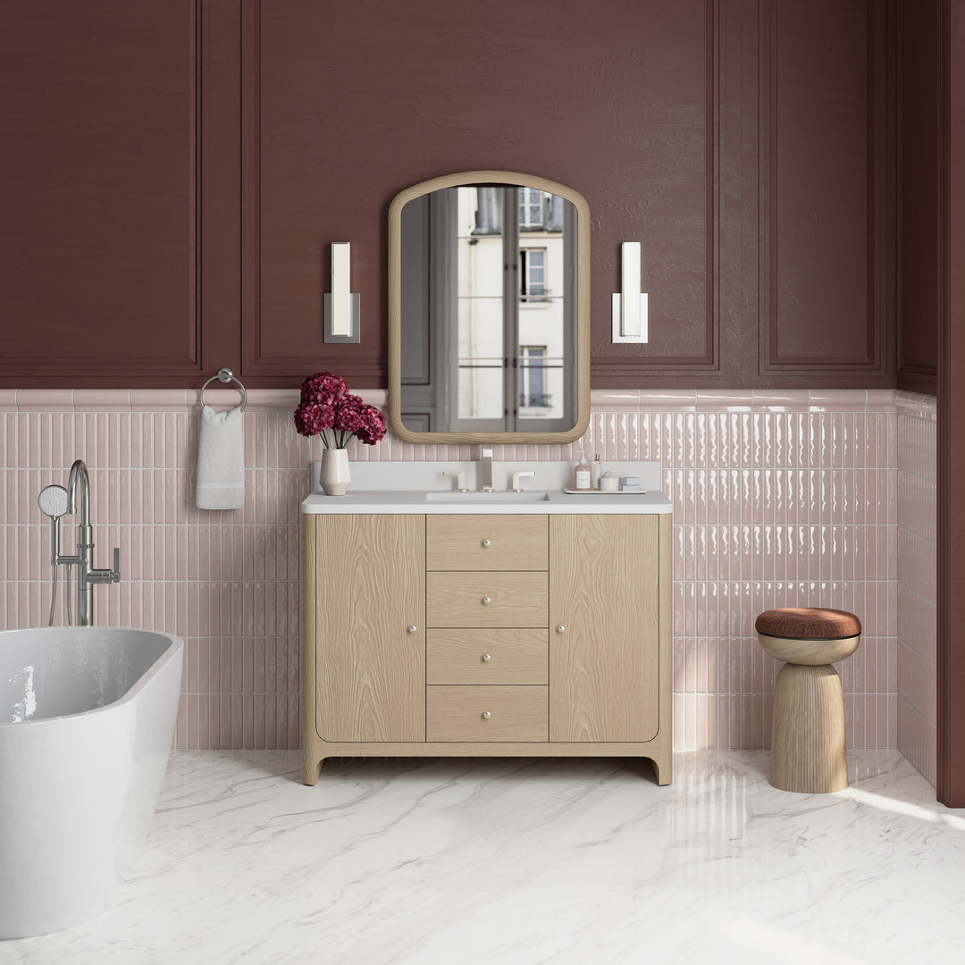 Gracyn 48" Single Vanity, Coastal Driftwood, w/ 3 CM White Zeus Quartz Widespread Top