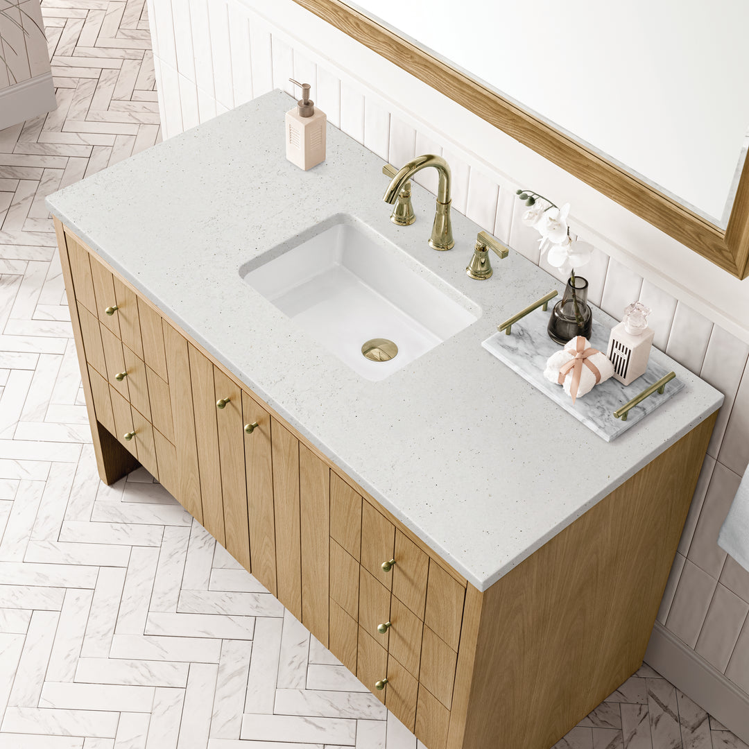 Hudson 48" Single Vanity, Light Natural Oak w/ 3 CM Lime Delight Top