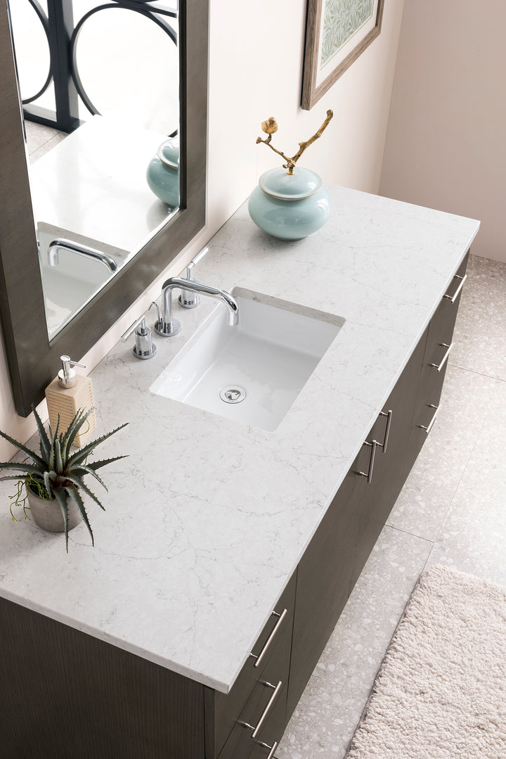 Metropolitan 60" Single Vanity, Silver Oak w/ 3 CM Eternal Jasmine Pearl Silestone Top