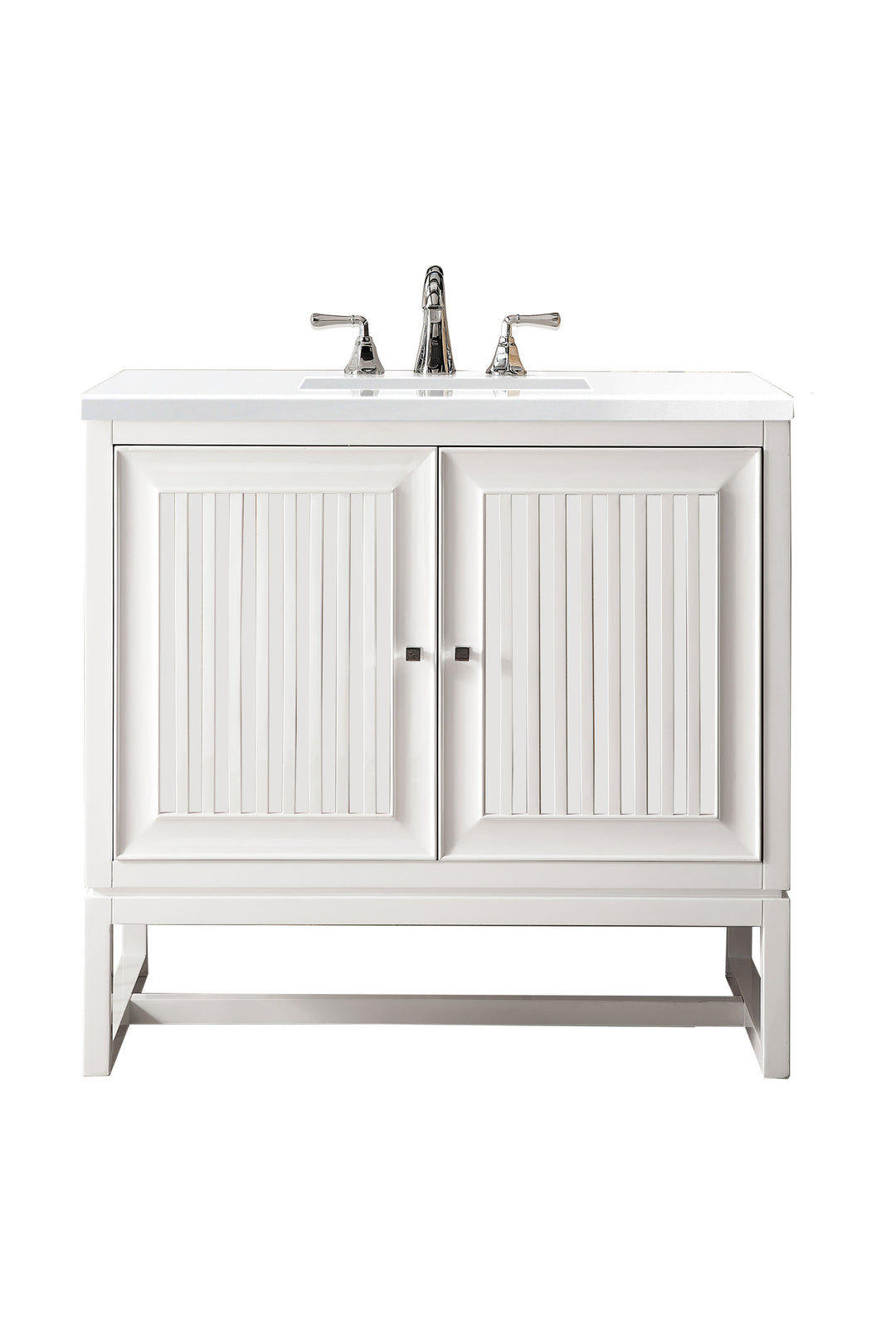 Athens 36" Single Vanity, Glossy White w/ 3 CM White Zeus Silestone Top