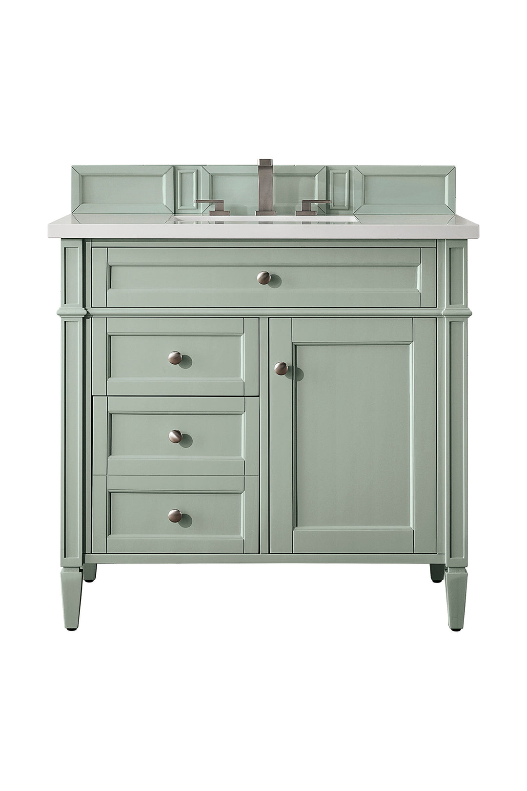Brittany 36" Single Vanity, Sage Green w/ 3 CM White Zeus Silestone Top