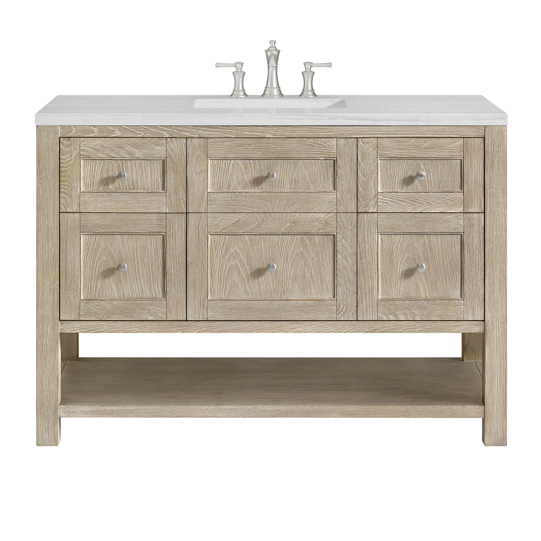Breckenridge 48" Single Vanity, Whitewashed Oak w/ 3 CM Arctic Fall Solid Surface Top