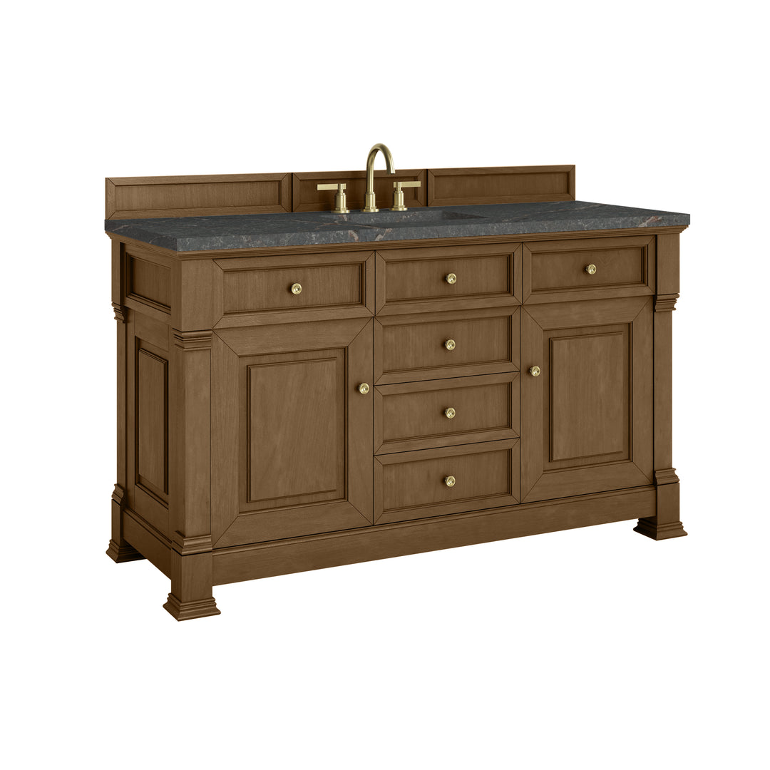 Brookfield 60" Single Vanity, Honey Oak w/ 3 CM Parisien Bleu Silestone® Top