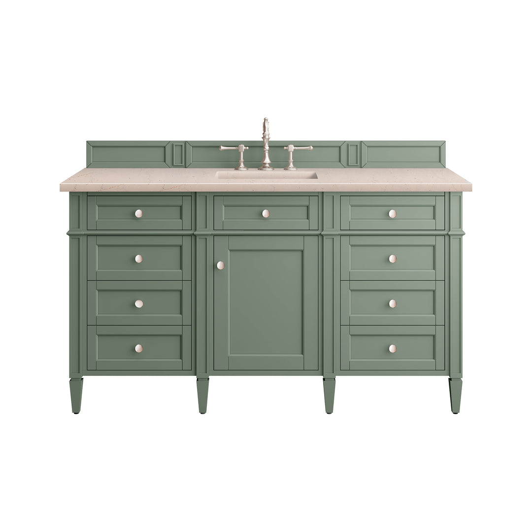 Brittany 60" Single Vanity, Smokey Celadon w/ 3 CM Eternal Marfil Top