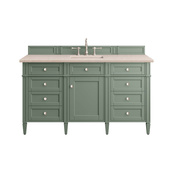 Brittany 60" Single Vanity, Smokey Celadon w/ 3 CM Eternal Marfil Top