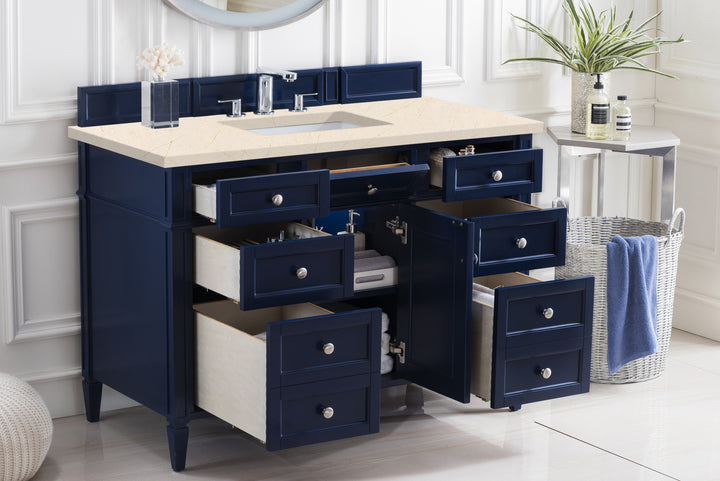 Brittany 48" Single Vanity, Victory Blue w/ 3 CM Eternal Marfil Silestone Top
