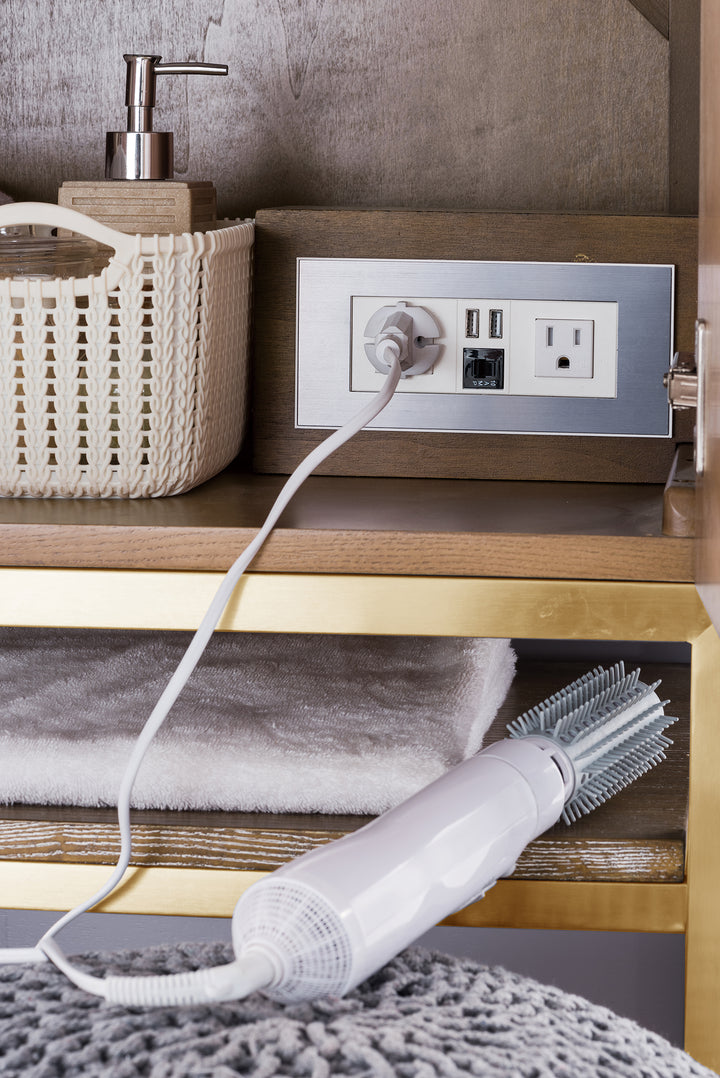 Columbia 72" Single Vanity, Latte Oak, Radiant Gold w/ Dusk Grey Glossy Composite Stone Top