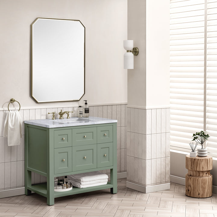 Breckenridge 36" Single Vanity, Smokey Celadon w/ 3 CM Carrara Marble Top