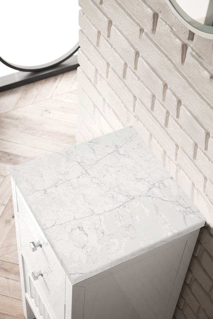 Athens 15" Base Cabinet w/ Drawers and Left Door, Glossy White w/ 3 CM Eternal Jasmine Pearl Silestone Top