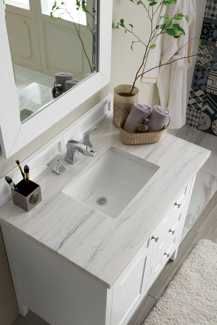 Palisades 36" Single Vanity, Bright White w/ 3 CM Arctic Fall Solid Surface Top