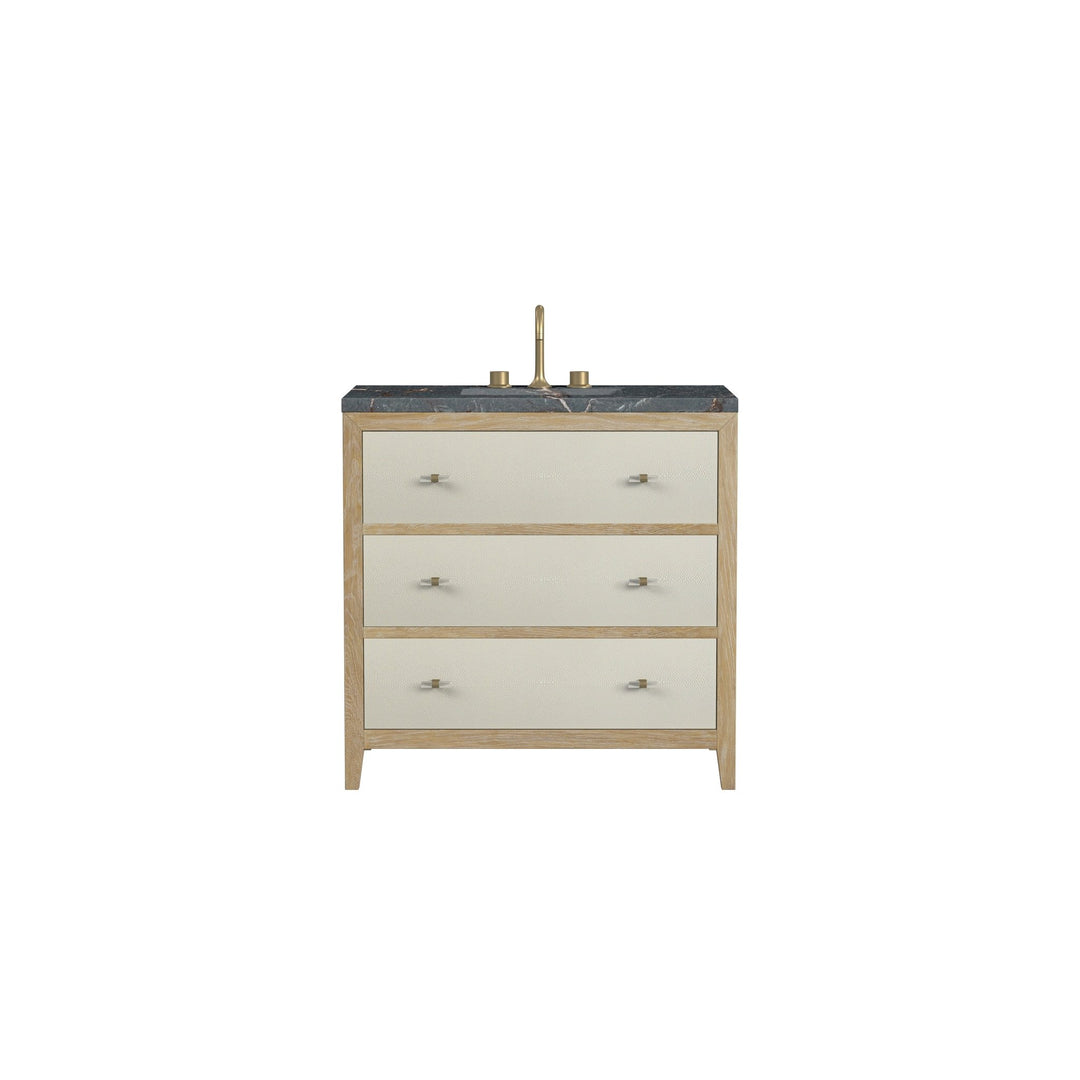 Celeste 36" Single Vanity, Sunwashed Oak with Embossed Shagreen w/ 3 CM Parisien Bleu Silestone Top
