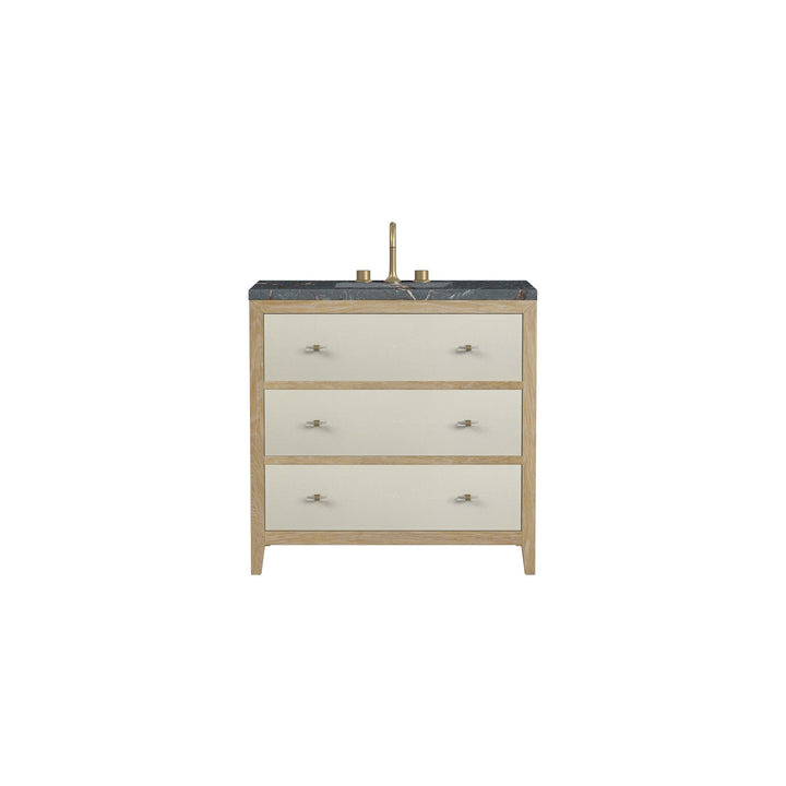 Celeste 36" Single Vanity, Sunwashed Oak with Embossed Shagreen w/ 3 CM Parisien Bleu Silestone Top