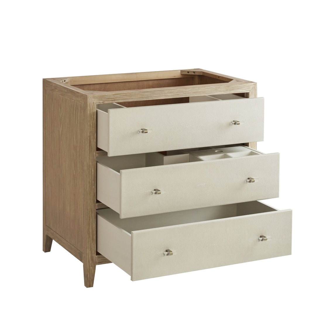 Celeste 36" Single Vanity, Sunwashed Oak with Embossed Shagreen w/ 3 CM White Zeus Silestone Top