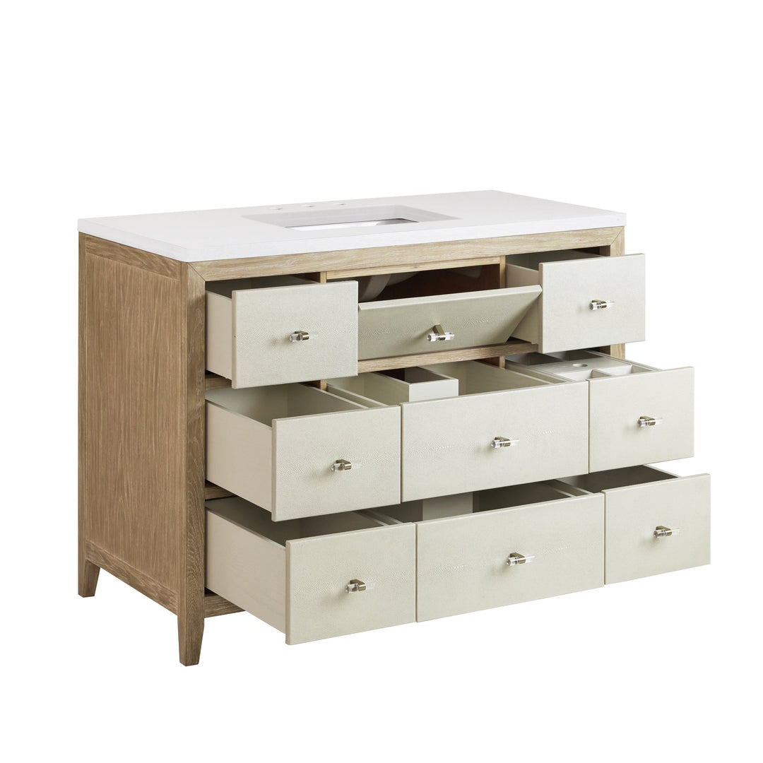 Celeste 48" Single Vanity, Sunwashed Oak with Embossed Shagreen