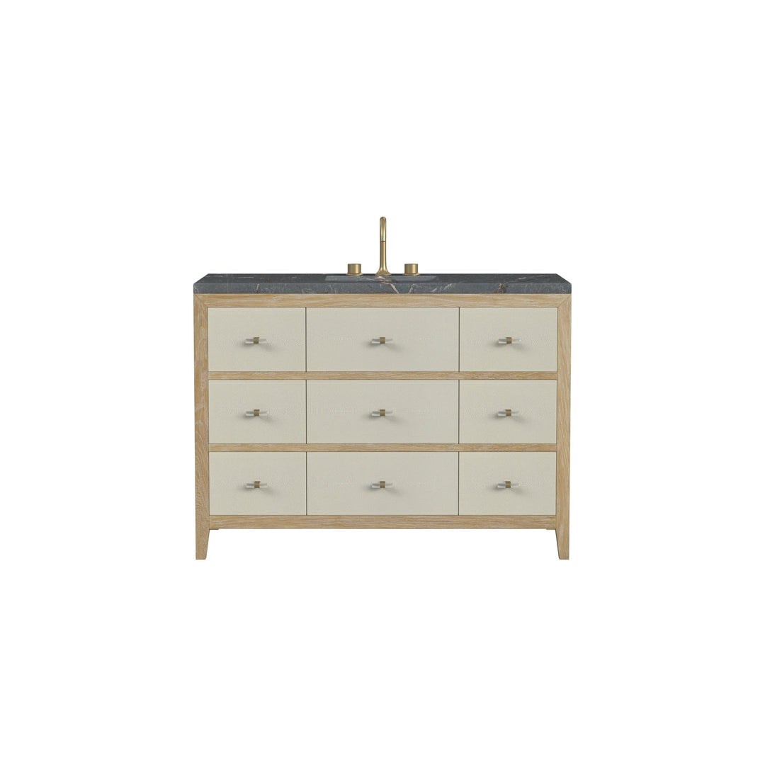 Celeste 48" Single Vanity, Sunwashed Oak with Embossed Shagreen w/ 3 CM Parisien Bleu Silestone Top