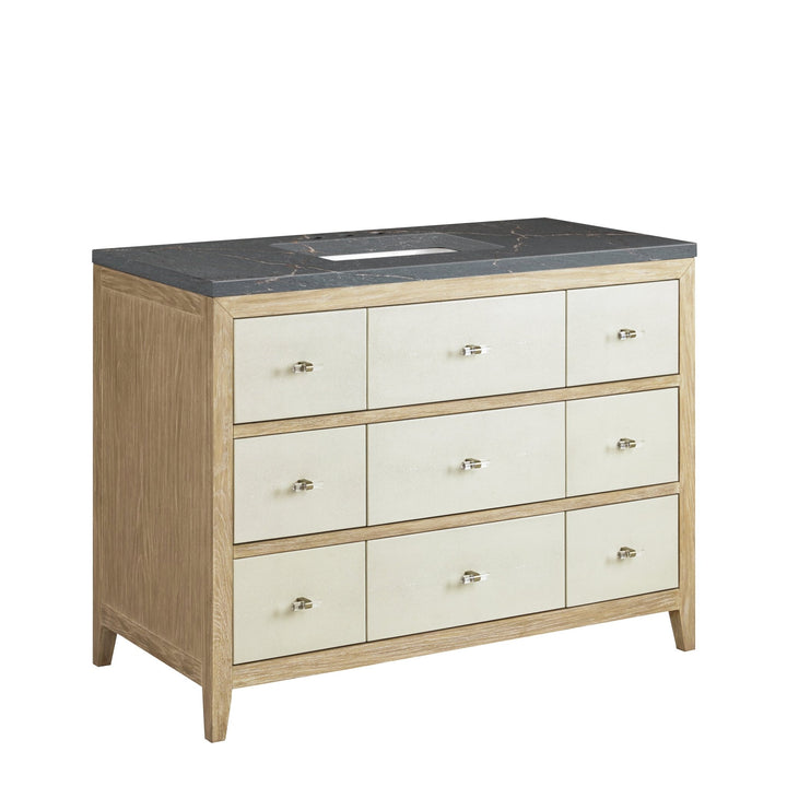 Celeste 48" Single Vanity, Sunwashed Oak with Embossed Shagreen w/ 3 CM Parisien Bleu Silestone Top
