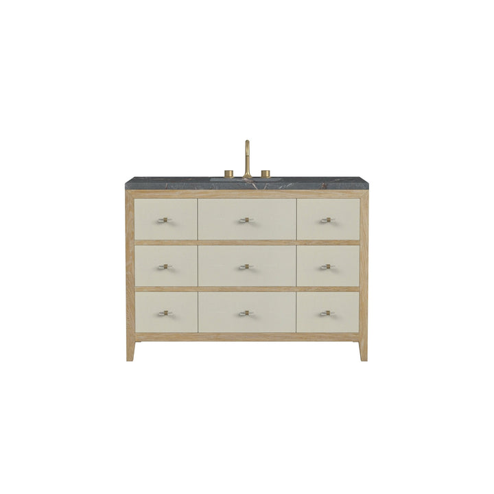 Celeste 48" Single Vanity, Sunwashed Oak with Embossed Shagreen w/ 3 CM Parisien Bleu Silestone Top w/ FreePower Wireless Charger