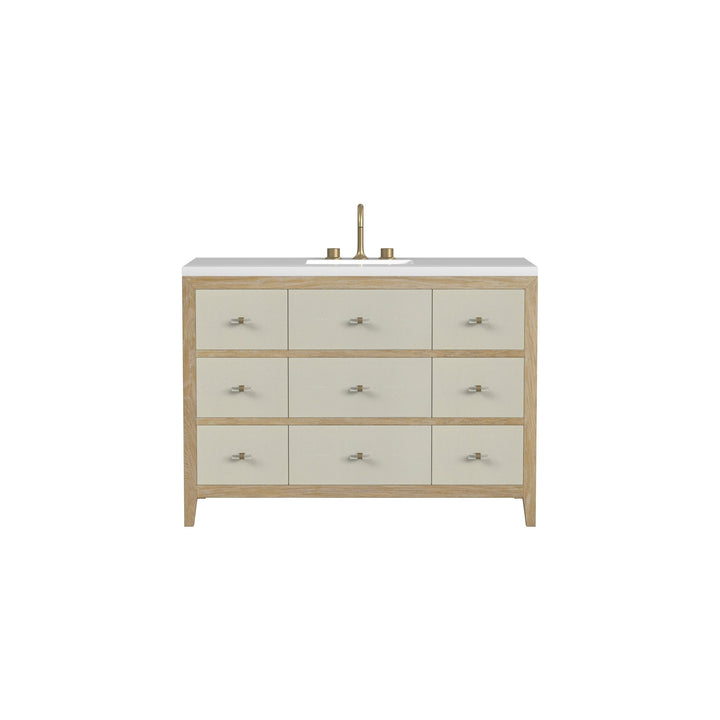 Celeste 48" Single Vanity, Sunwashed Oak with Embossed Shagreen w/ 3 CM White Zeus Silestone Top